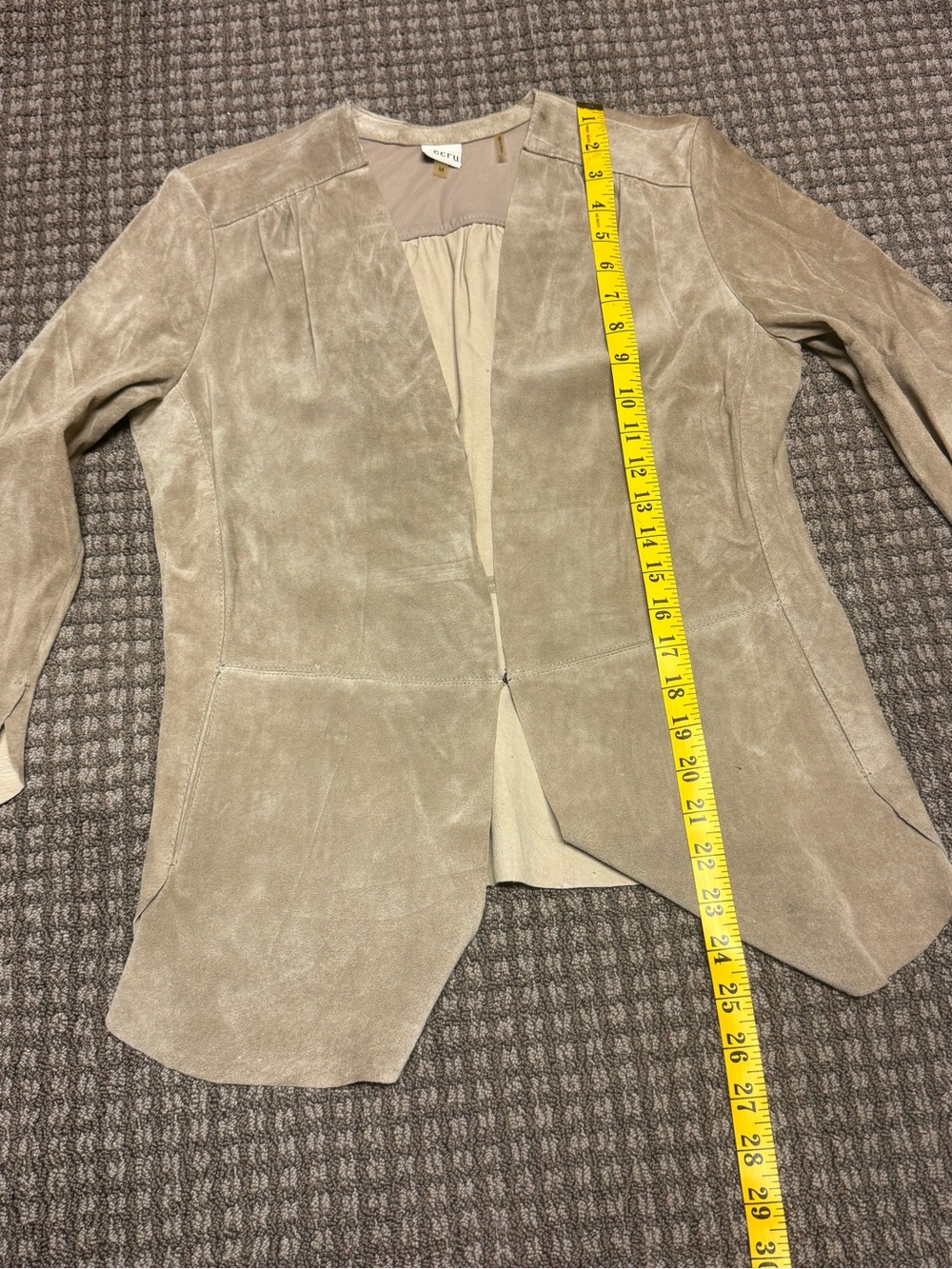 Ecru Taupe Suede Open-Front 3/4
Sleeve Women's Jacket - Picture 5 of 7